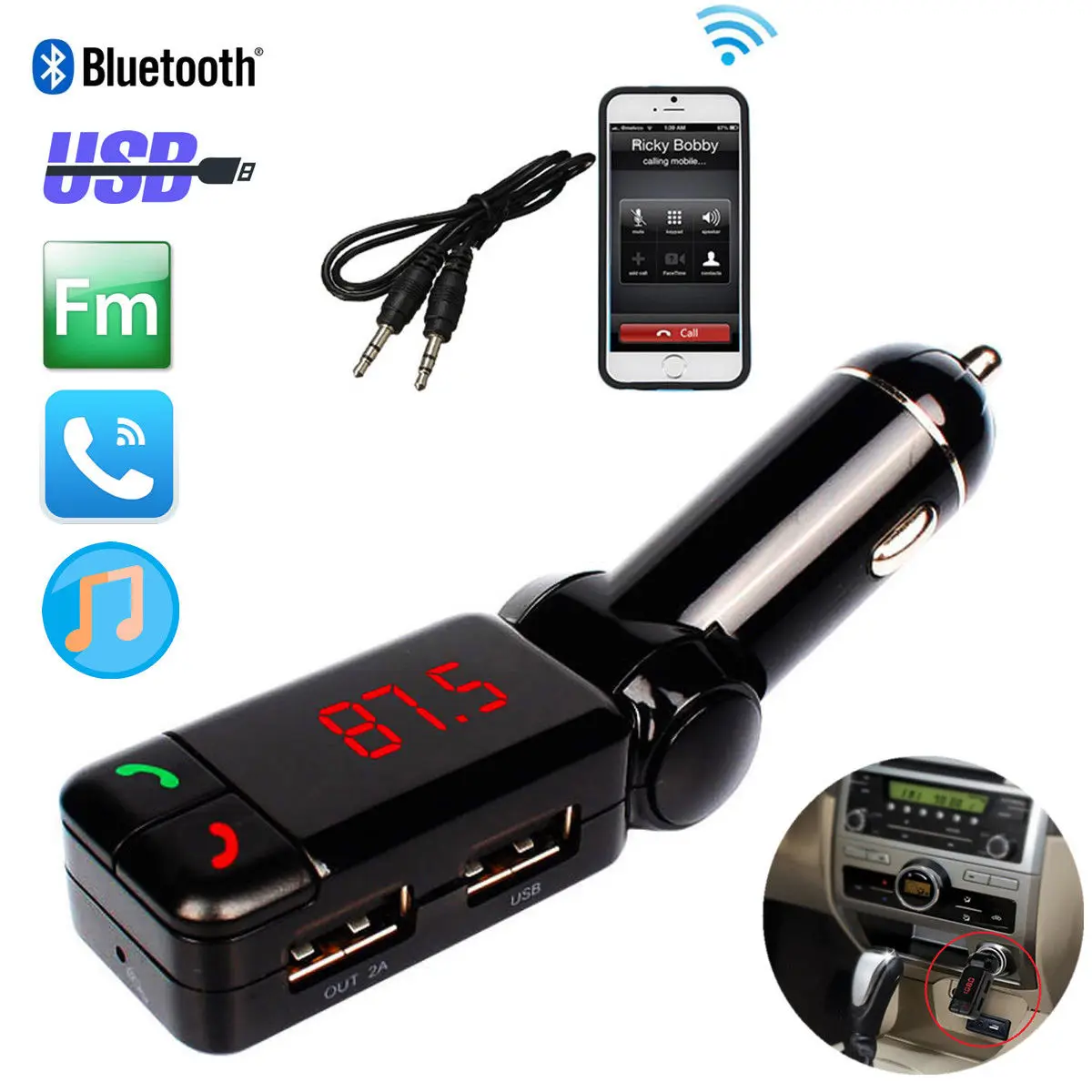 Hot Sell Black Car Kit Charger Modulator Wireless USB Stereo MP3 Player