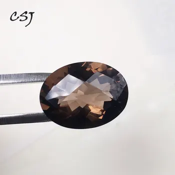 

CSJ Natural smoky quartz loose gemstone oval shape cut fine fire for jewelry mounting design DIY stone