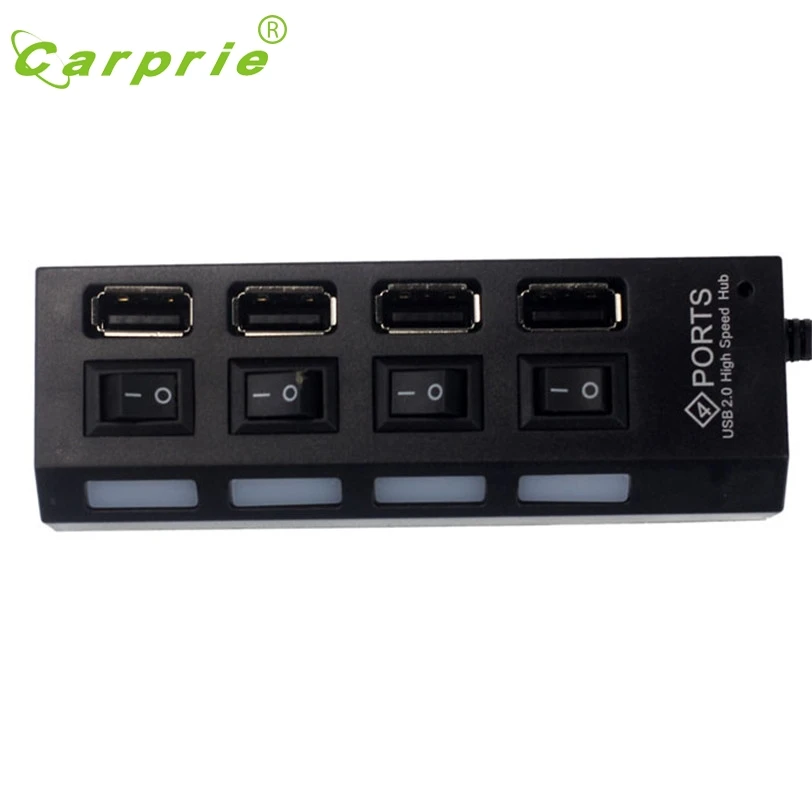 CARPRIE светодиодный концентратор, USB 2,0, 4 порта, переключатель включения/выключения питания для ПК, ноутбука, ноутбука, Jan16, MotherLander