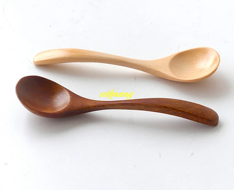 

100pcs/lot 13*3cm Natural Wooden Spoon Round Scoop Tea Honey Coffee Condiment Salt Sugar Wood Spoon
