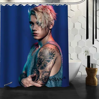 

Custom Justin Bieber Shower Curtain 12 Hooks For The Bathroom High Quality Polyester Fabric Bath Curtain 3D Printing