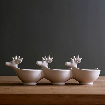 

Zakka Ceramic Tableware Cold Dish Bowl Lage Craft Elk Flavor Dishes Seasoning Cans Porcelain Fruit Bowl