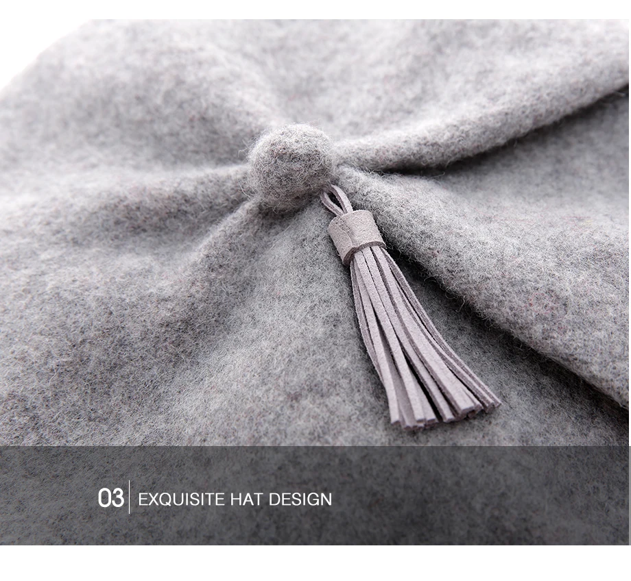 Women Knit Beret 100% Pure Wool Winter Warm Hat Female British Style Lady Painter Bonnet Hats Solid Color Beanie High Quality  (19)