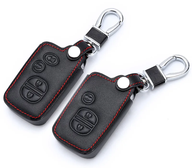 

Genuine Leather Car Key Case Cover bag For Toyota Land Cruiser Prado 150 Camry Prius Crown Keychain Holder