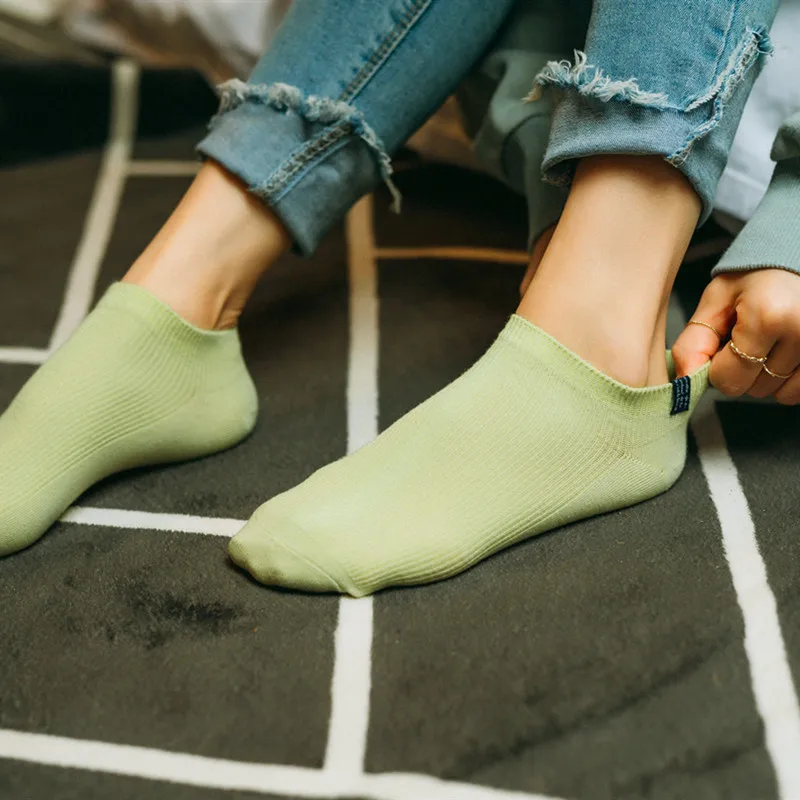

Free Shipping Women Cotton Socks Summer Autumn Cute Candy Color Boat Socks Ankle Socks Girls' Thin Sock Slippers Girls Meias