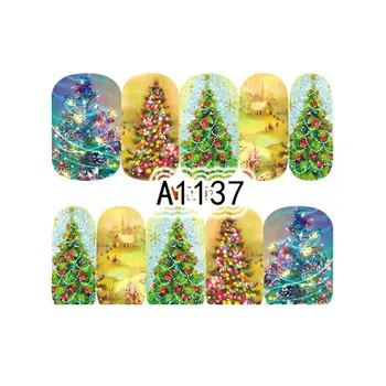 

5PCS Cute Christmas Nail Art Nail Aticker New Year Slider Tattoo Water Decal Full Wraps Designs Decals