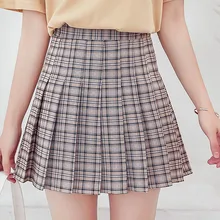 Новые женские плиссированные мини-юбки с высокой талией клетчатые юбки Harajuku школьная девушка женские мини-юбки женские# 563B