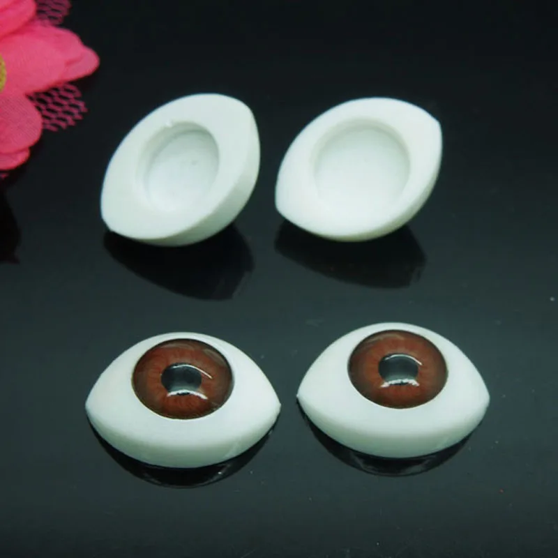 50Pcs(25pairs) Half Plastic Doll Eyes Brown color BJD EYES, Oval Doll Dollfie Eyes Eyeballs