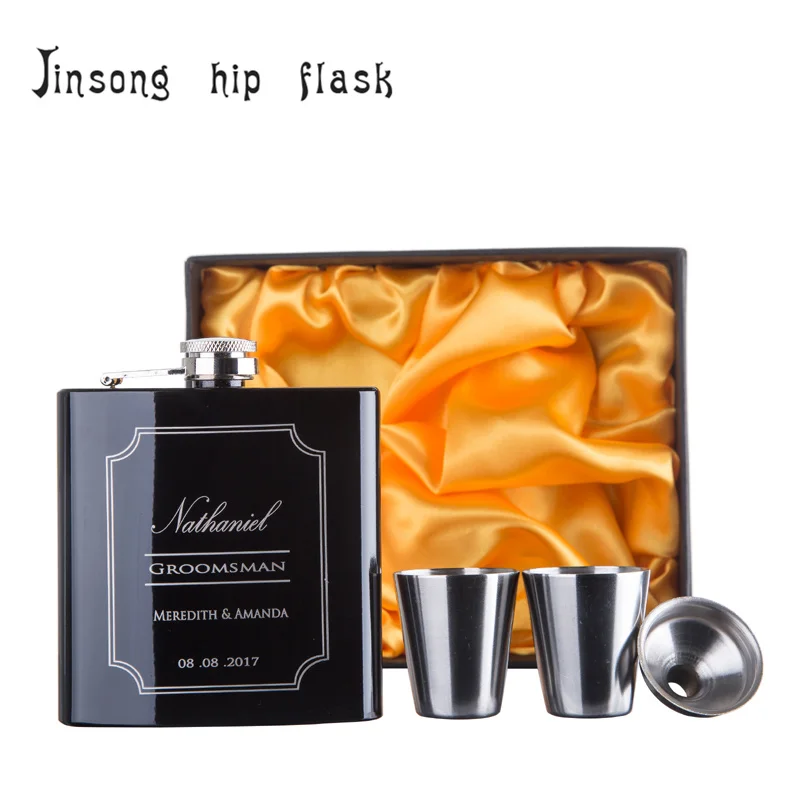 customised engraved 6oz stainless steel hip flask Groom gift Best man gift with Gift box 9 _91A3514_