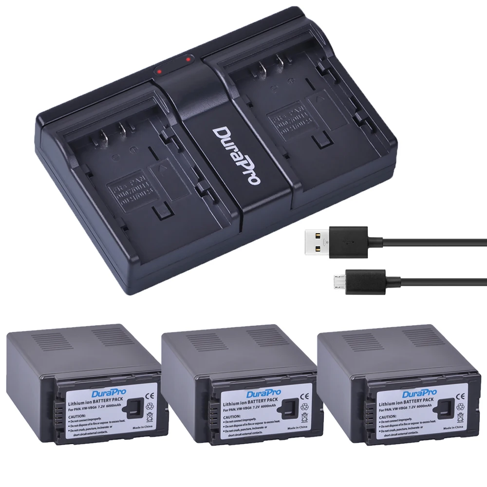 3x 6000ач VW-VBG6 VW VBG6 аккумулятор камеры + USB двойное зарядное устройство для PANASONIC AG-HMC71