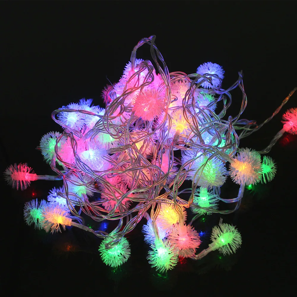 USB 5V LED String Fairy Lights Waterproof 10M 60LED Hairball Christmas Holiday Decoration For Garland Wedding | Освещение