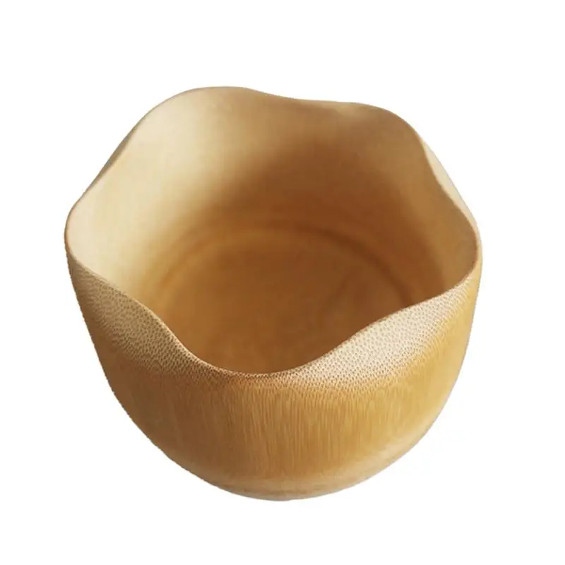 

Bamboo Bowl Handmade Paint-Free Scald Resistant Anti-Fall Kids Feeding Bowl Lotus Shaped Bowl Salad Mixed Bowl (Random Pattern)