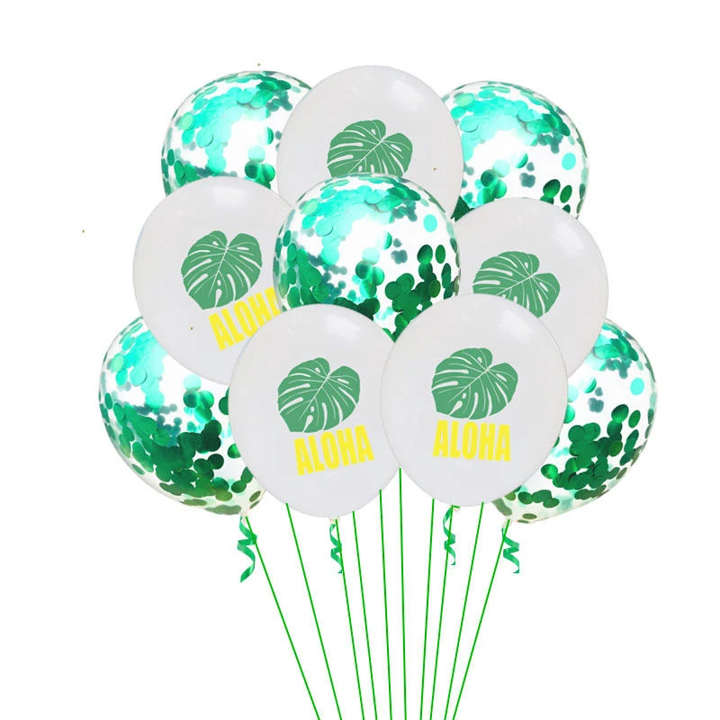 

12Inch Hawaiian Party Watermelon Pineapple Cactus Latex Balloons Summer Party Green Confetti Balloon Birthday Party Supplies