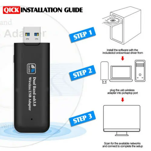 USB 3,0 AC1200 802.11ac Wi-Fi, Беспроводной адаптер 1200 Мбит/с AC1200 Dual Band 2,4 ГГц/5 ГГц Беспроводной USB 3,0 адаптер 3C11