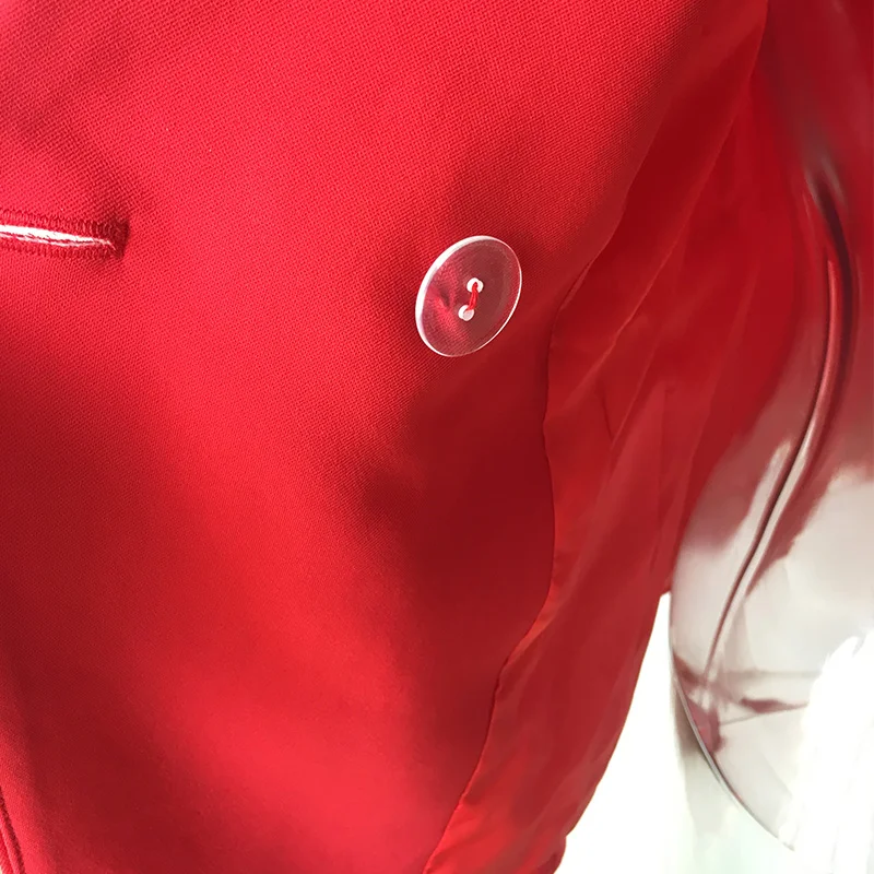 Plus Size XXXL Classic Design European High Street Style Women Red Slim Blazer Metal Buttons Fashion Blazers High Quality