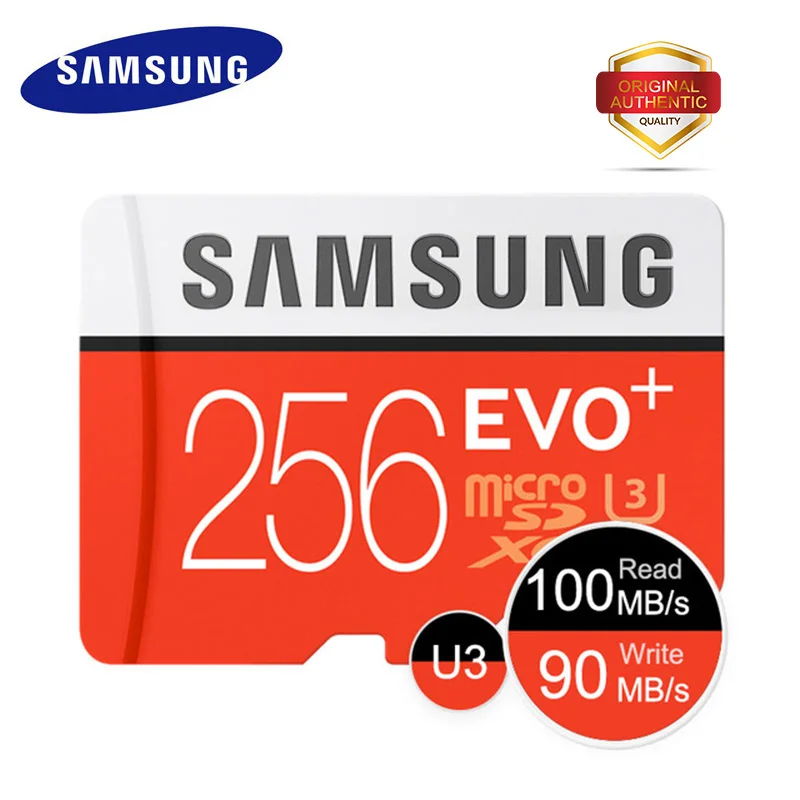 Оригинальная карта памяти SAMSUNG Micro SD, 16 ГБ, 32 ГБ, 64 ГБ, 128 ГБ, 256 ГБ, EVO+ Class 10, TF, флеш-карта Micro, с розничной упаковкой - Емкость: 256GB with adapter