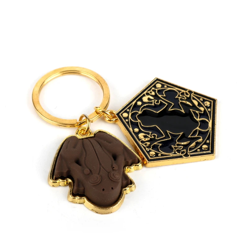 

Harri Potter Chocolate Frog Gold Metal Handmade Pendant Keychain Keyring Necklace Chain Ornament Cosplay Collection Gift New