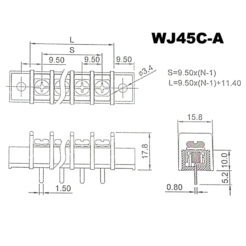 45C-A pitch 9.5mm size