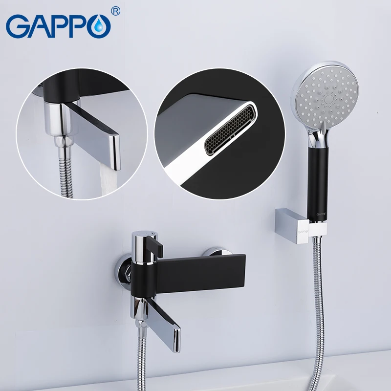 GAPPO Sanitary Ware Suite do anheiro taps black and chrome wall mounted shower faucet brass bathroom rainfall shower bathtub GAPPO Sanitary Ware Suite do anheiro taps black and chrome wall mounted shower faucet brass bathroom rainfall shower bathtub