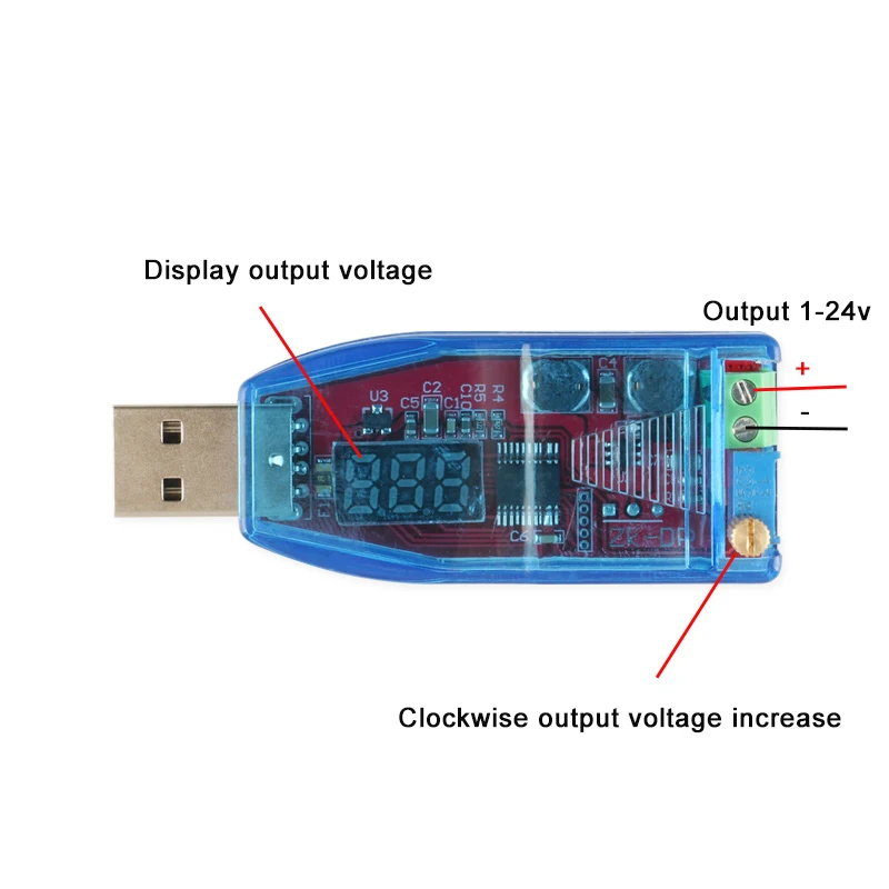 DC-DC USB Шаг вверх вниз Buck-повышающий регулятор напряжения Регулируемый Питание модуля преобразователя 5 V до 3,3 V 9 В, 12 В, 24 В постоянного тока блок питания регулируемый