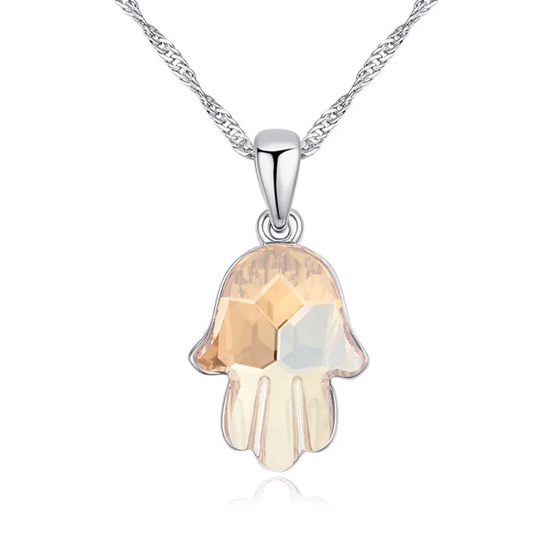Baffin оригинальные кристаллы от Swarovski родием рука Фатимы Ожерелья и Подвески Bijoux для Для женщин Best подарок - Окраска металла: Golden shadow