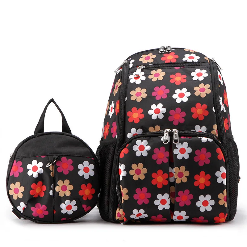 Two Bags Hot Sell! 2018 Mom Diaper Bags + Baby Anti-Lost Bag Flower Printed Diaper Bag Shoulder Multifunctional Pregnant Women Outgoing bags23
