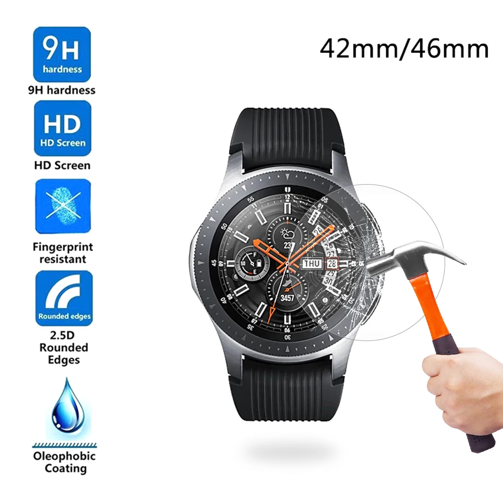 

1pc For Samsung Galaxy Watch 42mm and 46mm Tempered Glass Screen Protector Protective Film Guard Anti Explosion Anti-shatter