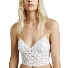 Для женщин кружева крюк Лифчики глубокий v-образным вырезом без рукавов топы Модные пикантные Короткие топы Женский сплошной черный Цвет Тонкий Топ