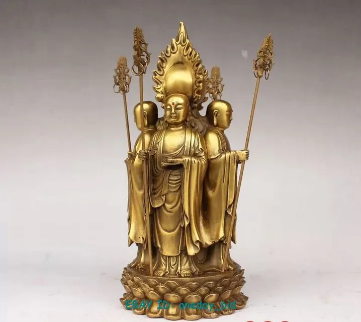 

Chinese bronze 4-face Ksitigarbha buddha statue Figure 8.5"H vases sculpture, Garden Decoration Brass Bronzeroom Art Statue