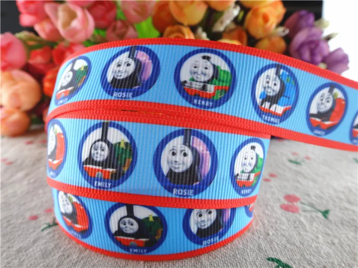 

16032645, new arrival 7/8'' 22mm 50 yards train printed grosgrain ribbons cartoon ribbon handmade hair bows