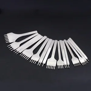 Кожа шить отверстие дырокол инструмент 4 шт. ручной Вышивание зубцами Кожа Craft Инструменты кожаный ремень металл белый сталь - изображение