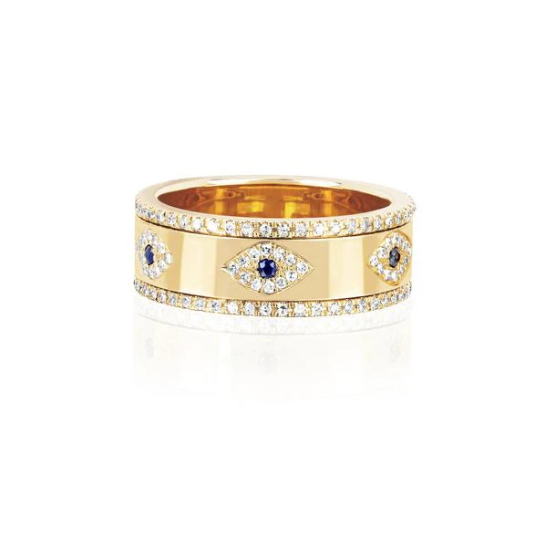 Женское кольцо с гравировкой cz evil eye Золотое широкое обручальное вечерние