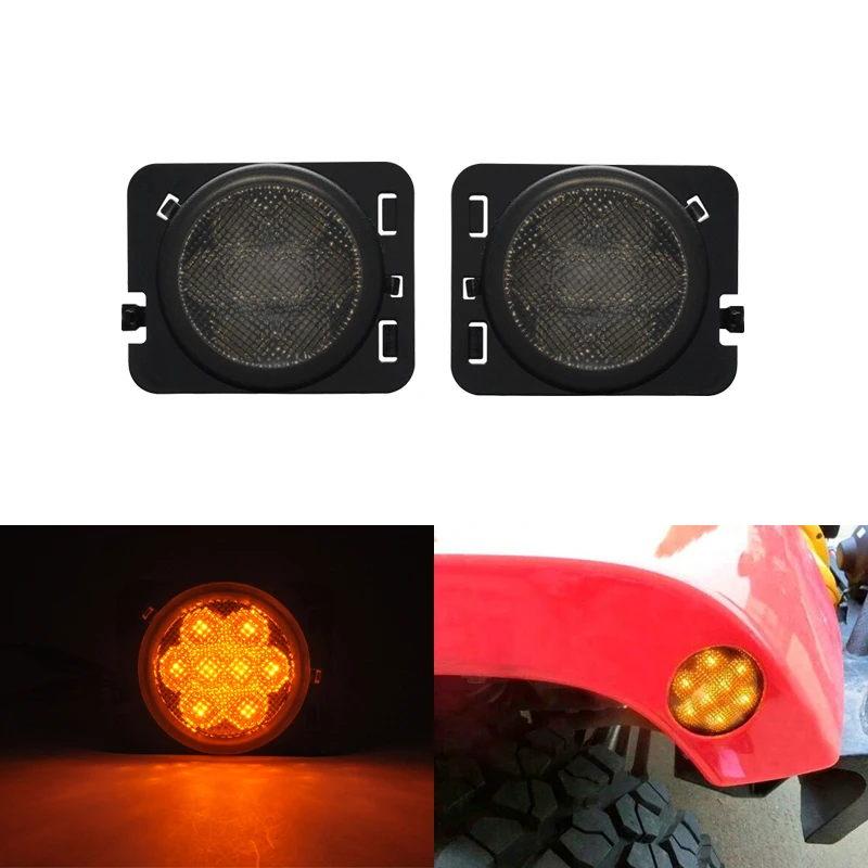 Для Jeep Wrangler JK JKU аксессуары 2007- переднее крыло Дым Янтарный светодиодный указатель поворота Боковые габаритные огни лампа
