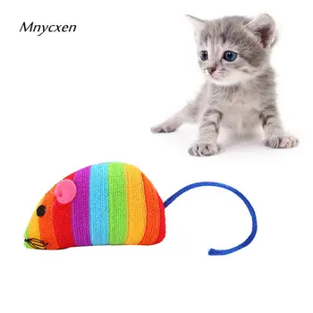 

2020 New Pet Cat Toy Mouse Shape Cloth Toy Rainbow Color Interactive Toy for cat chats produits pour animaux de compagnie