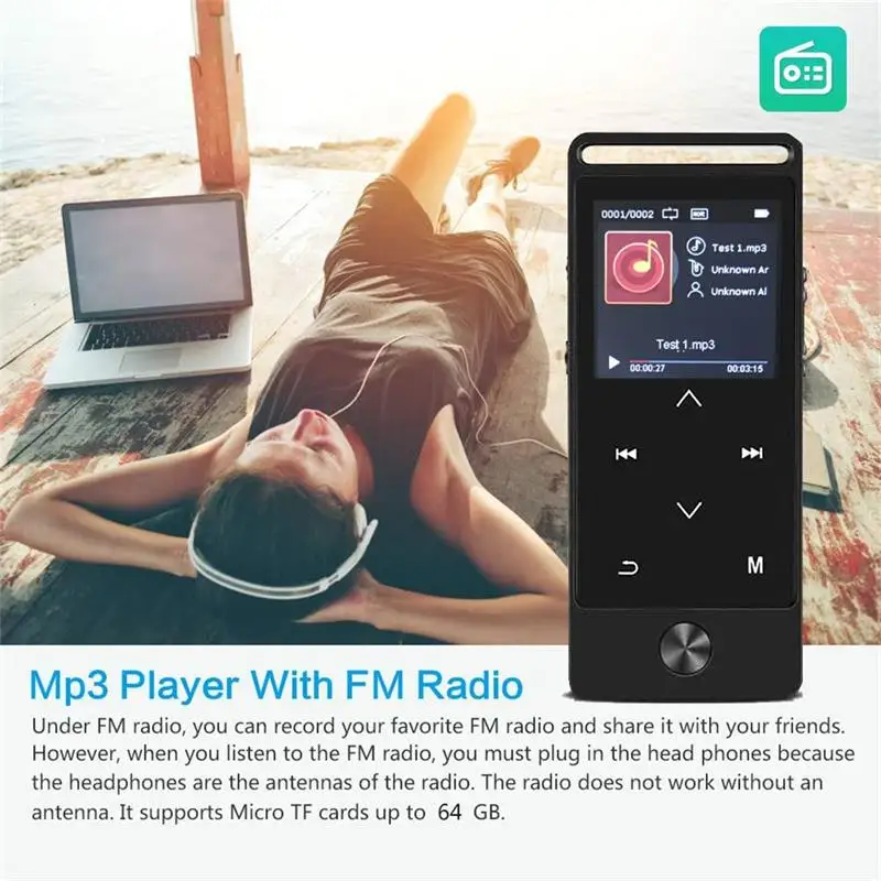 Последняя версия Bluetooth MP3 музыкальный плеер Сенсорная Кнопка BENJIE S8 без потерь звук Поддержка FM радио Micro SD карта