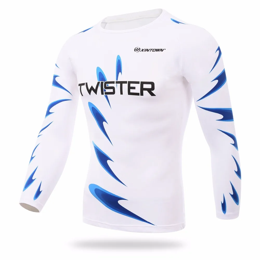 XINTOWN Winter Thermal Fleece Round Neck Men's Cycling T shirt Long Sleeves Workout GYM Outdoor Sleeve Shirt White | Спорт и