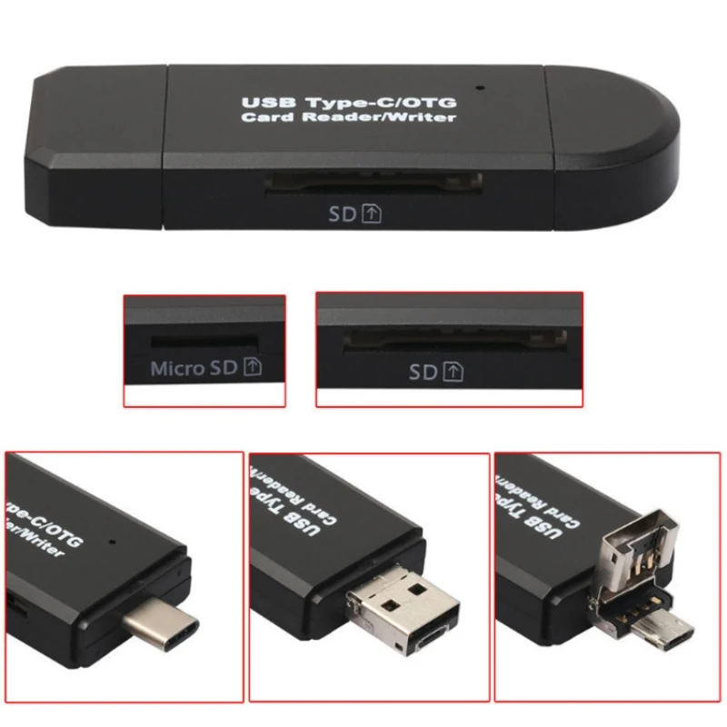 GAOMUYUE Micro USB2.0 и TYPE-C кард-ридер для телефонов; USB 2,0 в кард-ридер s для SD/TF карт, ПК, Loptop и телефона S4