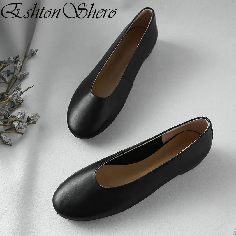 

EshtonShero Women's Boat Shoes Flats Leather+PU Flat Heels Basic Round Toe Casual Blue Fashion Ladies Wedding Shoes Size 3-8