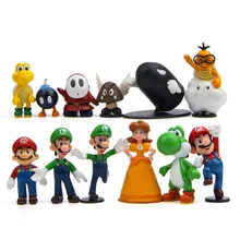 Buy 3-7cm Super Mario Bros PVC Action figures Toys Yoshi peach princess luigi shy guy Odyssey Donkey Kong model Dolls Free Shipping