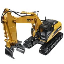 Huina 16 Channel 2.4G RC Alloy Timber Grab Excavator Rechargeable Sound and Light Demo Remote Control Engineer Truck
