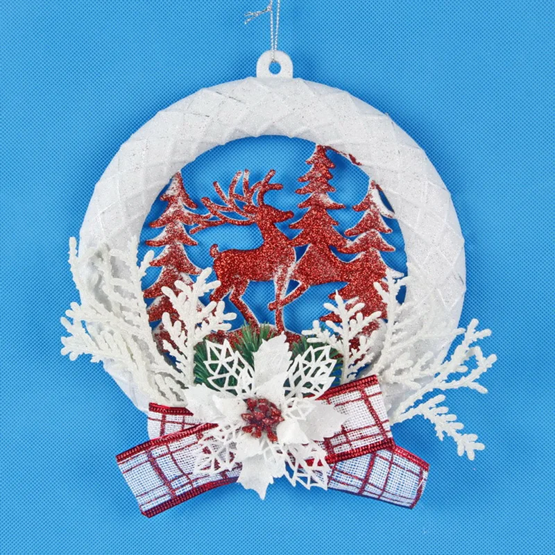 

White Christmas Ornaments Hand-painted Plastic Christmas Gifts Santa Claus Snowman Home Hang Decoration Tree Enfeites