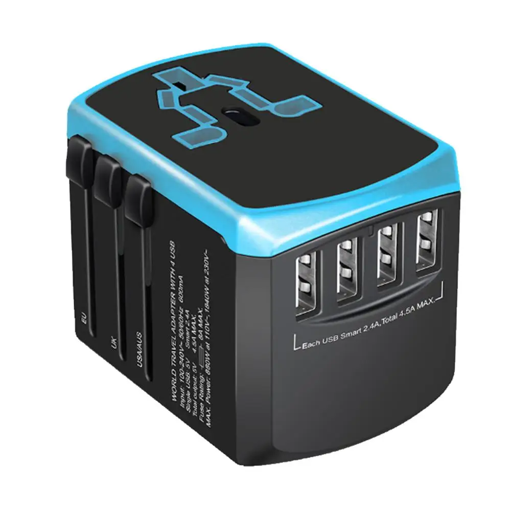 

All-in-one Travel Adapter Universal Power Adapter with USB plug socket Worldwide Wall Charger for UK/EU/AU/US Conversion plug