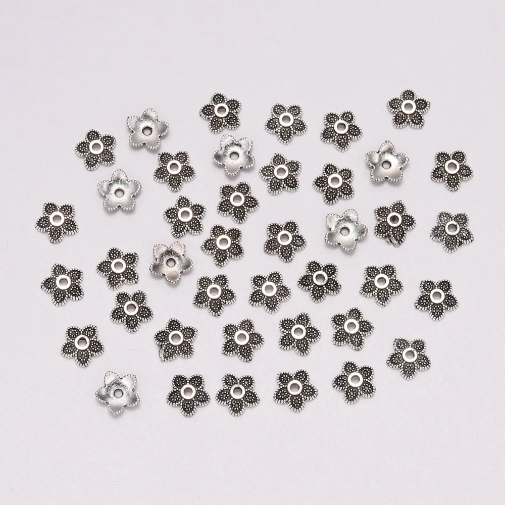 

20pcs/Lot 7mm Antique Silver Flower Torus Flower Metal Bead End Caps For Jewelry Making Findings Needlework Diy Accessories