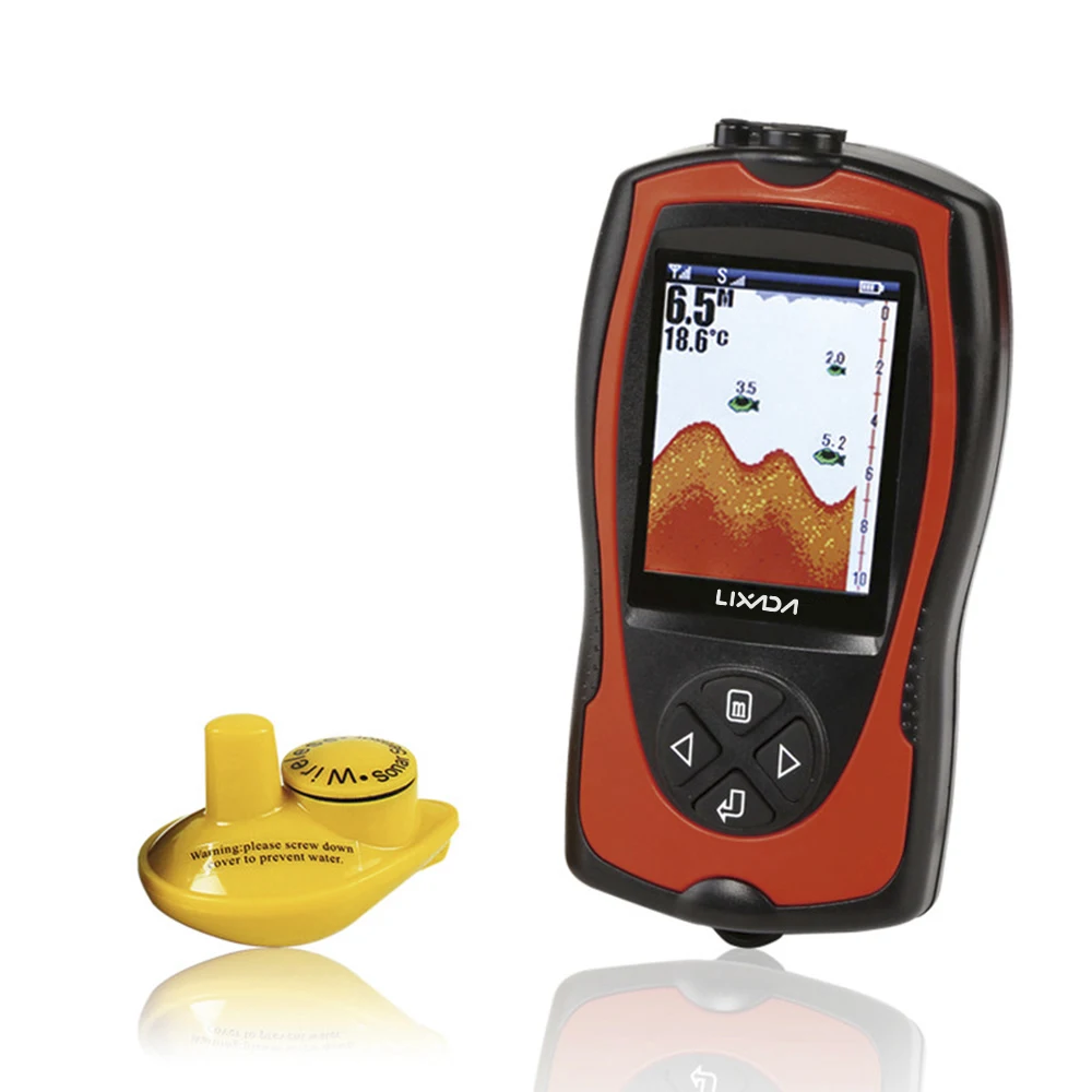 

Lixada 2.4'' LCD Fish Finder Wireless Sonar Transducer Alarm 45m Depth Locator Fish Detector Russian/English Menu FF1108-1CW