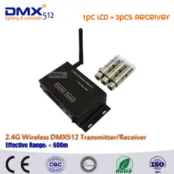 DHL Бесплатная доставка 2.4 ГГц ЖК-дисплей Дисплей Беспроводной DMX512 приемника и передатчика, DMX Беспроводной контроллер для сцены Wi-Fi par может