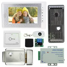 Nueva llegada! 7 pulgadas TFT color video de la puerta teléfono intercom timbre de la cámara con cerradura de control eléctrico para el sistema de intercomunicación de vídeo