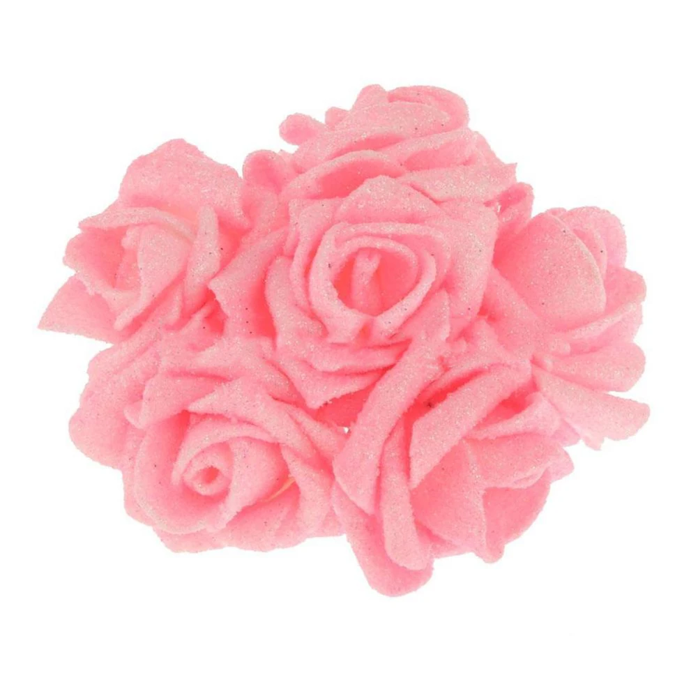 12 шт. искусственная пена розовые цветочные бутоны Блеск порошок Свадебный декор букета искусственные и сушеные цветы - Цвет: Розовый