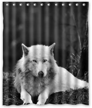 

Wolves White wolf Animals Custom Fashion Waterproof Fabric Bath Shower Curtain