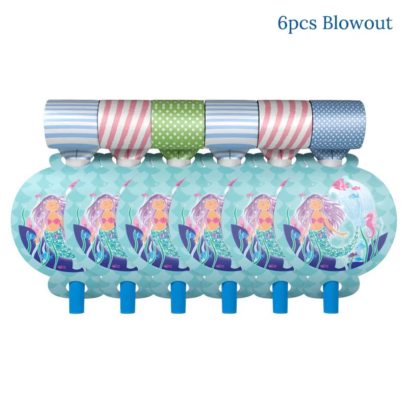 Вечерние украшения Русалочки для девочек на день рождения, товары для вечеринок под морскую гирлянду, одноразовая посуда, подарок для девочки - Цвет: 6pcs