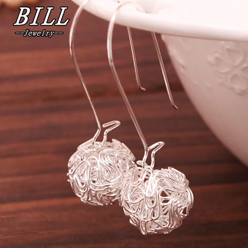 

ES001 Hollow Ball Stud Earrings For Women Cute Wire Knit Round Fashion Jewelry Brincos Pendientes Bijoux Wedding Engagement Gift